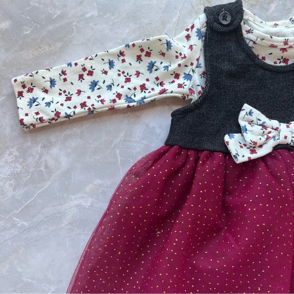 Baby starters tulle floral chambray dress 6 months new with tags fall holiday - Picture 2 of 9